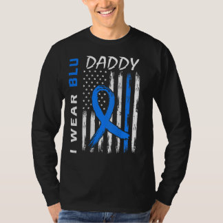 I Wear Blue For Daddy Diabetes Awareness Flag Back T-Shirt