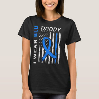 I Wear Blue For Daddy Diabetes Awareness Flag Back T-Shirt