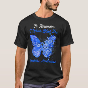 I Wear Blue For Diabetes Awareness Blue Ribbon But T-Shirt
