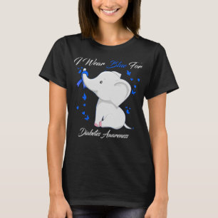 I Wear Blue For Diabetes Awareness Elephant T-Shirt