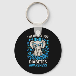 I Wear Blue For Diabetes Awareness - Elephant Warr Key Ring