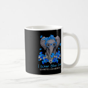I Wear Blue For Diabetes Awareness Elephant Warrio Coffee Mug