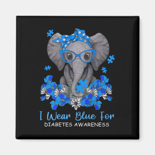 I Wear Blue For Diabetes Awareness Elephant Warrio Magnet