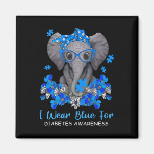 I Wear Blue For Diabetes Awareness Elephant Warrio Magnet
