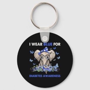 I wear blue for diabetes awareness elephants  key ring