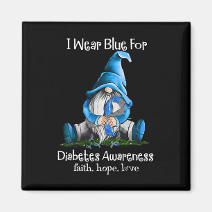 I Wear Blue For Diabetes Awareness Gnome Magnet