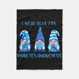 I Wear Blue For Diabetes Awareness Gnomes Peace Lo Fleece Blanket
