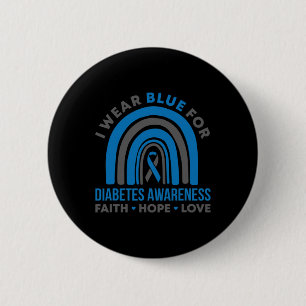I Wear Blue For Diabetes Awareness Month Rainbow T 6 Cm Round Badge