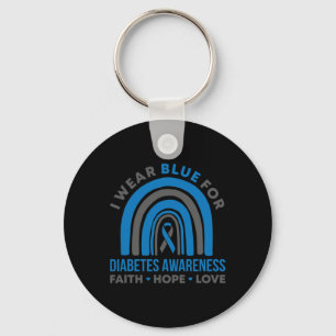 I Wear Blue For Diabetes Awareness Month Rainbow T Key Ring
