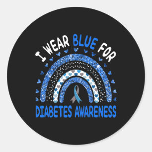 I Wear Blue For Diabetes Awareness Rainbow Men Wom Classic Round Sticker