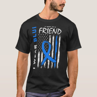 I Wear Blue For Friend Diabetes Awareness Flag Bac T-Shirt