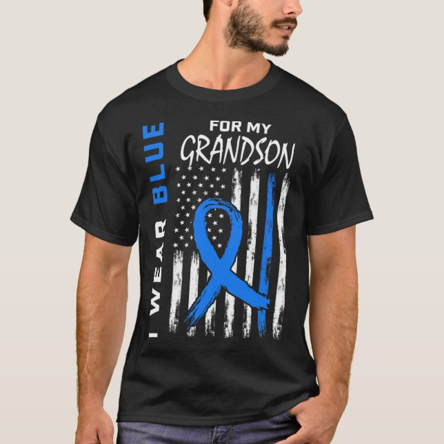 I Wear Blue For Grandson Diabetes Awareness Flag M T-Shirt (Front)