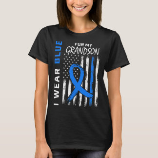 I Wear Blue For Grandson Diabetes Awareness Flag M T-Shirt