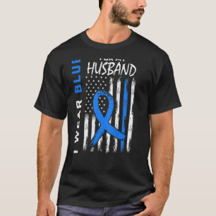 I Wear Blue For Husband Diabetes Awareness Flag Ba T-Shirt