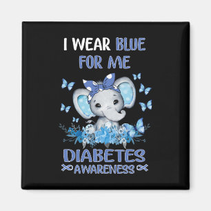 I Wear Blue For Me Diabetes Awareness Elephant Magnet