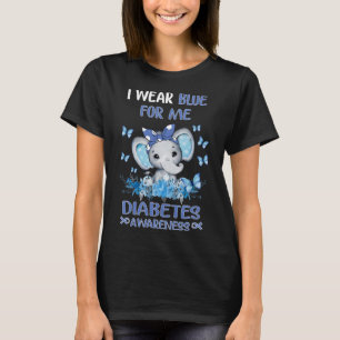 I Wear Blue For Me Diabetes Awareness Elephant T-Shirt