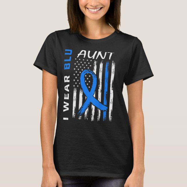 I Wear Blue For My Aunt Diabetes Awareness Flag Ba T-Shirt (Front)