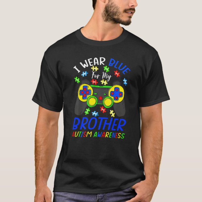 I Wear Blue For My Brother Autism Awareness Boys V T-Shirt (Front)