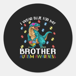I Wear Blue For My Brother Autism Awareness Classic Round Sticker