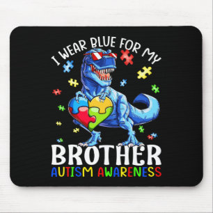 I Wear Blue For My Brother Autism Awareness Dinosa Mouse Pad