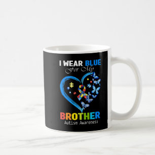 I Wear Blue For My Brother Autism Awareness Heart Coffee Mug