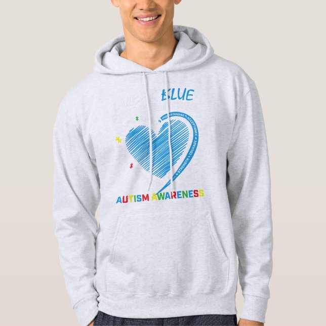 I wear blue for my brother autism awareness produc hoodie (Front)