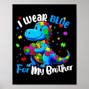 I Wear Blue For My Brother Autism Awareness Puzzle Poster