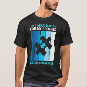 I Wear Blue For My Brother Autism Awareness Puzzle T-Shirt