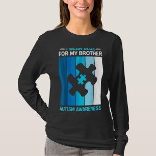 I Wear Blue For My Brother Autism Awareness Puzzle T-Shirt
