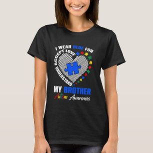 I Wear Blue For My Brother Autism Awareness Puzzle T-Shirt