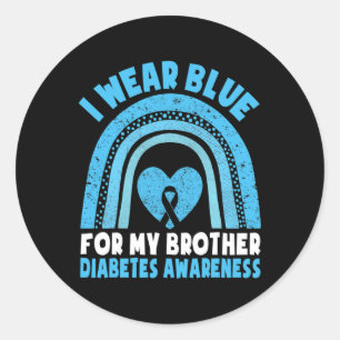 I Wear Blue For My Brother Diabetes Awareness Brot Classic Round Sticker