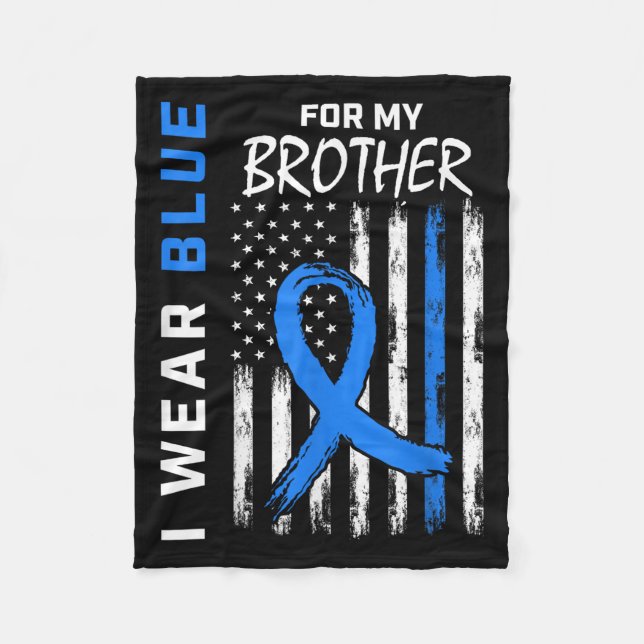 I Wear Blue For My Brother Diabetes Awareness Shir Fleece Blanket (Front)