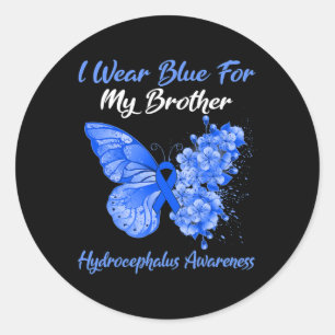 I Wear Blue For My Brother Hydrocephalus Awareness Classic Round Sticker