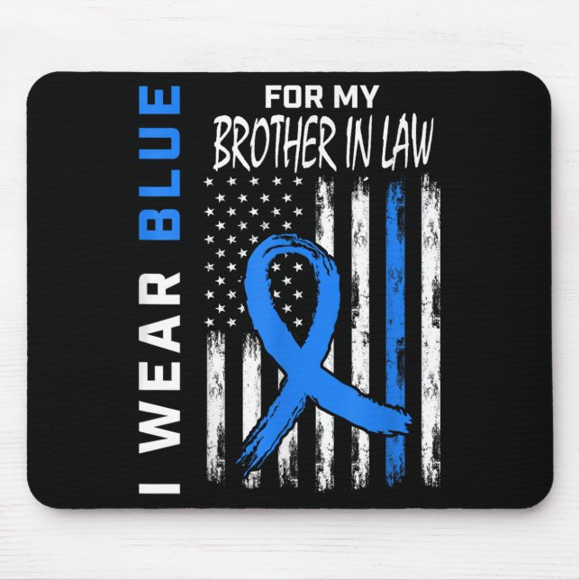 I Wear Blue For My Brother In Law Diabetes Awarene Mouse Pad (Front)