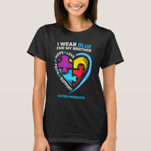 I Wear Blue For My Brother Kids Autism Awareness S T-Shirt