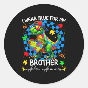 I Wear Blue For My Brother Pride Autism Awareness Classic Round Sticker
