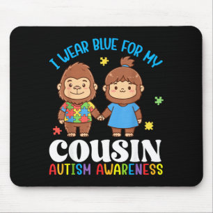 I Wear Blue For My Cousin Autism Awareness Bigfoot Mouse Pad