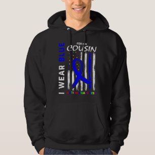 I Wear Blue For My Cousin Autism Awareness Flag Ki Hoodie