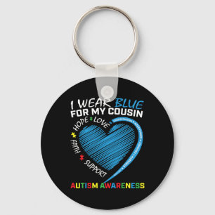 I Wear Blue For My Cousin Autism Awareness Puzzle  Key Ring