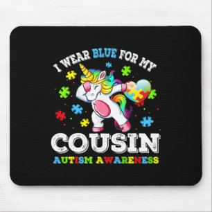 I Wear Blue For My Cousin Autism Dab Unicorn Puzzl Mouse Pad