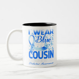 I Wear Blue For My Cousin Diabetes Awareness Two-Tone Coffee Mug