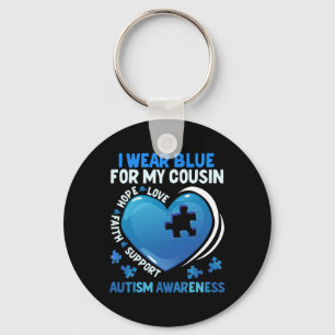 I Wear Blue For My Cousin Kids Autism Awareness Key Ring