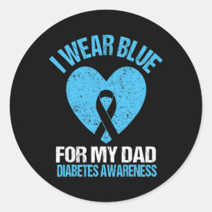 I Wear Blue For My Dad T1d Diabetes Awareness Son  Classic Round Sticker