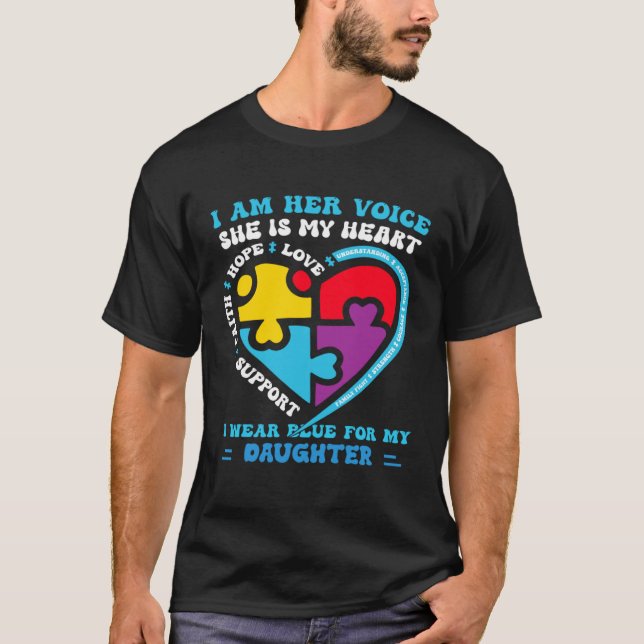 I Wear Blue For My daughter Autism Awareness mom d T-Shirt (Front)