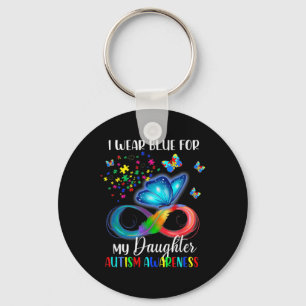 I Wear Blue For My Daughter Autism Awareness Mum D Key Ring