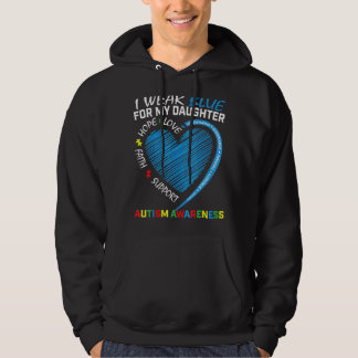 I Wear Blue For My Daughter Autism Awareness Puzzl Hoodie