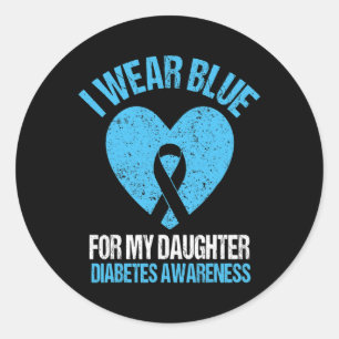 I Wear Blue For My Daughter Diabetes Awareness Gir Classic Round Sticker