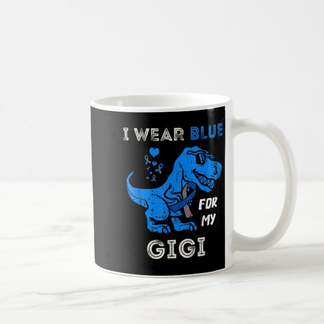 I Wear Blue For My Gigi T Rex Dino Diabetes Awaren Coffee Mug (Right)