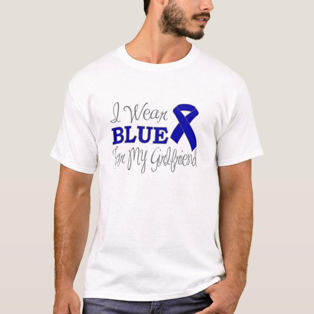 I Wear Blue For My Girlfriend (Blue Ribbon) T-Shirt (Front)