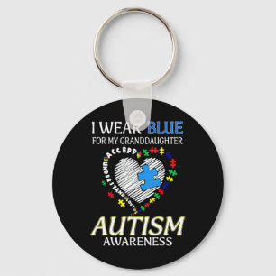 I Wear Blue For My Granddaughter Autism Awareness Key Ring